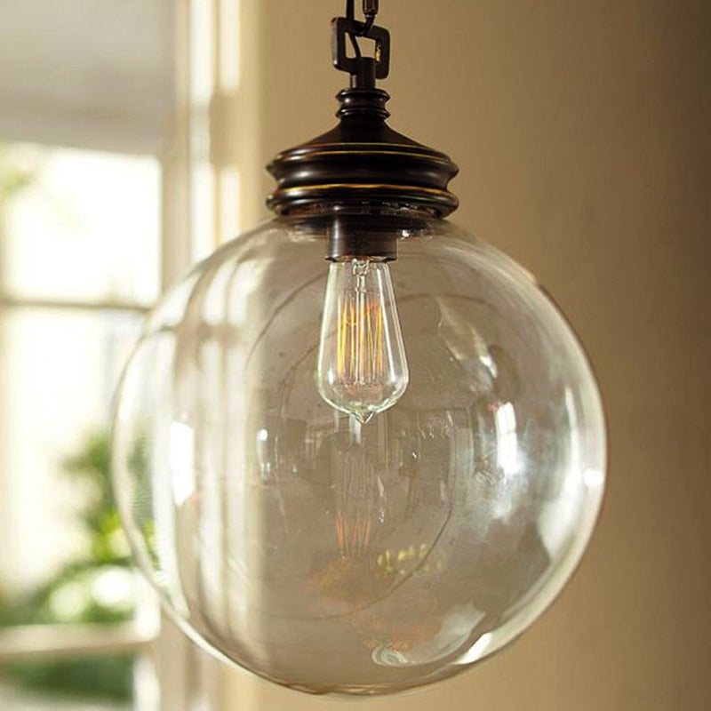 Clear Glass Sphere Hanging Light Simplicity 1 Bulb Restaurant Pendant Light Fixture