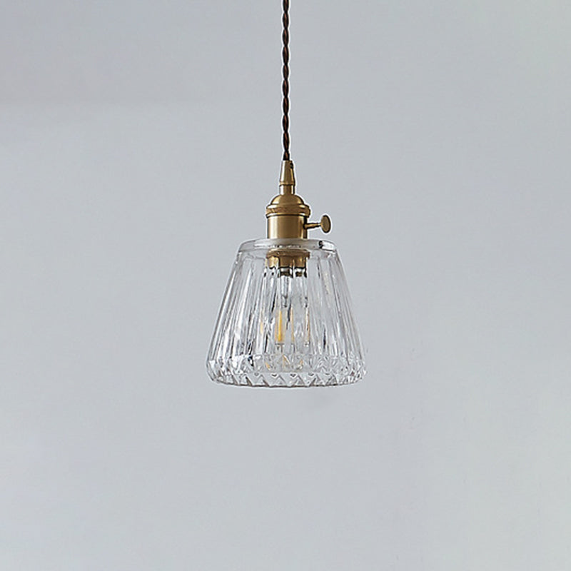 Tapered Clear Glass Hanging Lamp Vintage Single-Bulb Restaurant Lighting Pendant