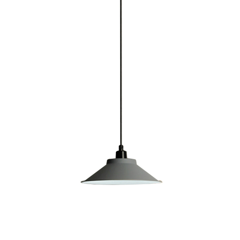 Grijze schotelvormige hangende lamp Noordse metalen 1 lamp eetkamer plafond hanglampje