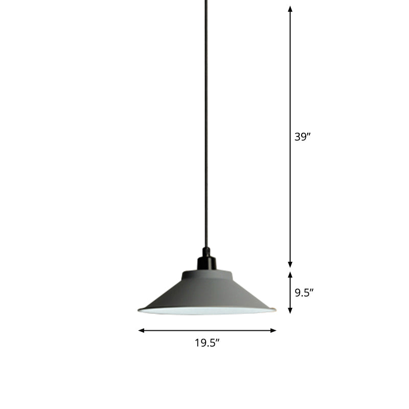 Grijze schotelvormige hangende lamp Noordse metalen 1 lamp eetkamer plafond hanglampje