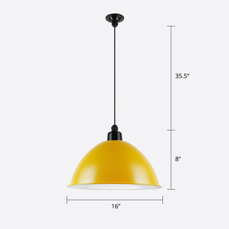 Macaron Dome Shade Pendant Light 1 Head Metallic plafond Suspension Lampe pour salle à manger