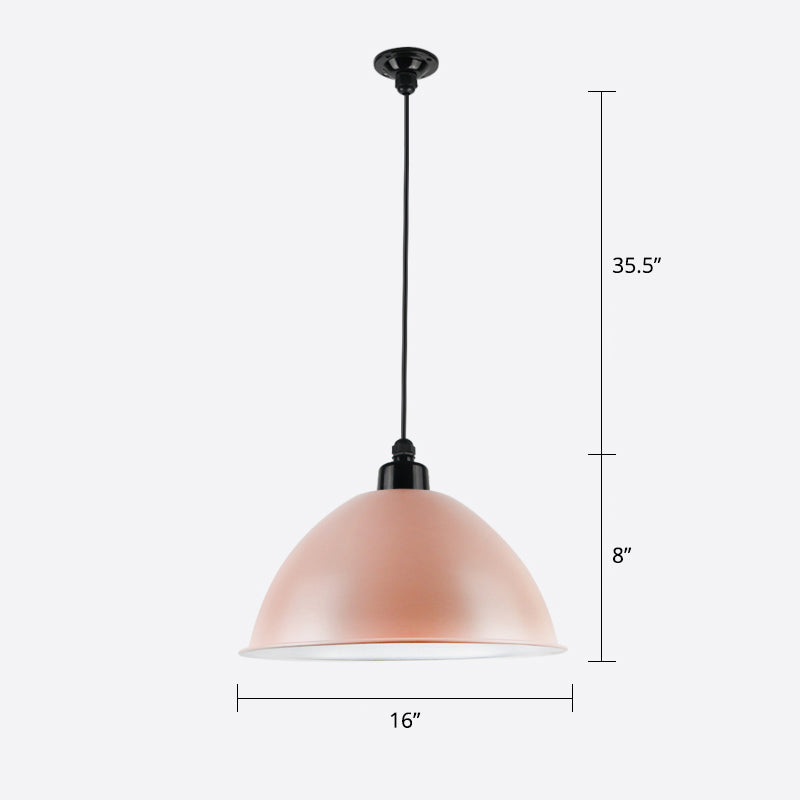 Macaron Dome Om Shade Pendant Light 1 Head Metallic Soffio Sospensione Lampada per sala da pranzo