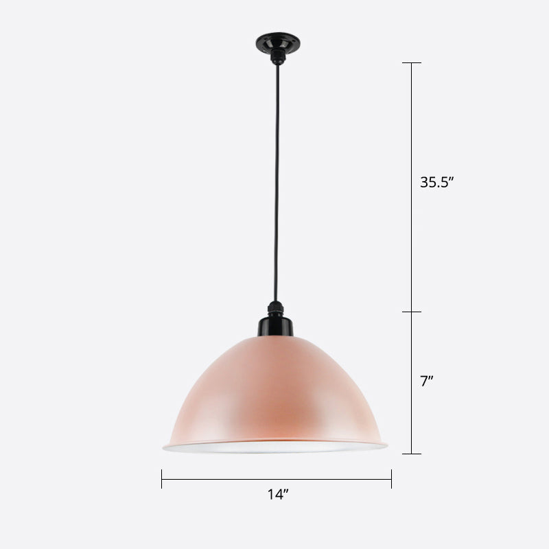 Macaron Dome Om Shade Pendant Light 1 Head Metallic Soffio Sospensione Lampada per sala da pranzo