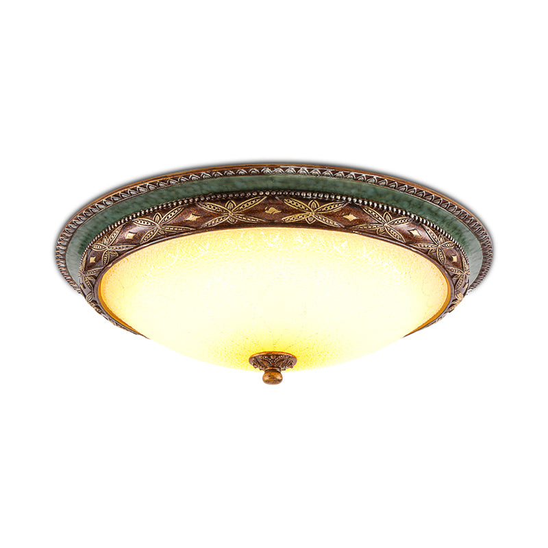 Illuminazione da incasso a fiore verde Lampada da soffitto tradizionale in resina LED 16"/19,5"/13,5" W Plafoniera da incasso per soggiorno in luce calda/bianca