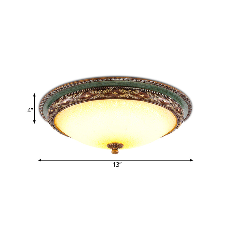 Green Flower Flush Mount Lighting Traditional Resin LED 16"/19.5"/13.5" W Living Room Flush Ceiling Light in Warm/White Light