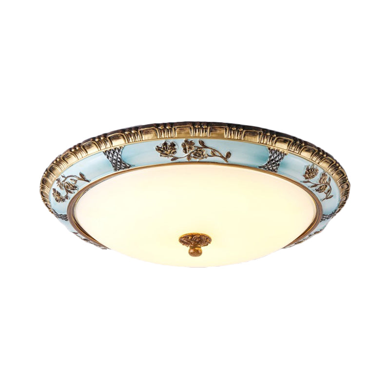 Blue 16"/19.5"/13.5" W LED Flushmount Lighting Traditional Resin Flower Flush Light Fixture for Corridor in Warm/White Light