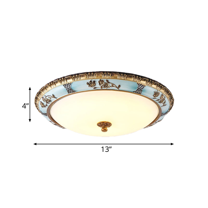 Blue 16"/19.5"/13.5" W LED Flushmount Lighting Traditional Resin Flower Flush Light Fixture for Corridor in Warm/White Light