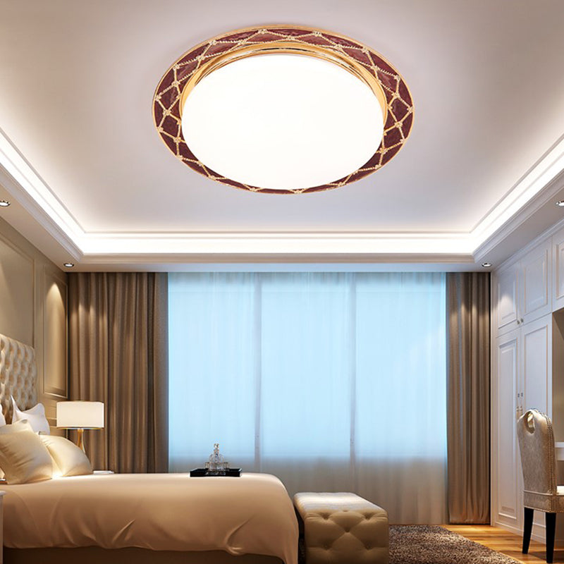 LED Hars Flush Light Fixture Traditionele Zwart/Rood/Abrikoos Kom Woonkamer Flush Mount Verlichting