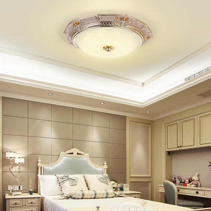 LED Flushmount Lighting Traditional Crown Resin Flush Light Fixture in Apricot/Green for Bedroom