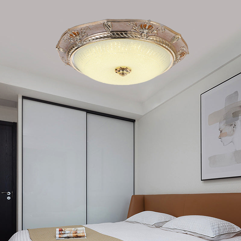 LED Flushmount Lighting Traditional Crown Resin Flush Light Fixture in Apricot/Green for Bedroom