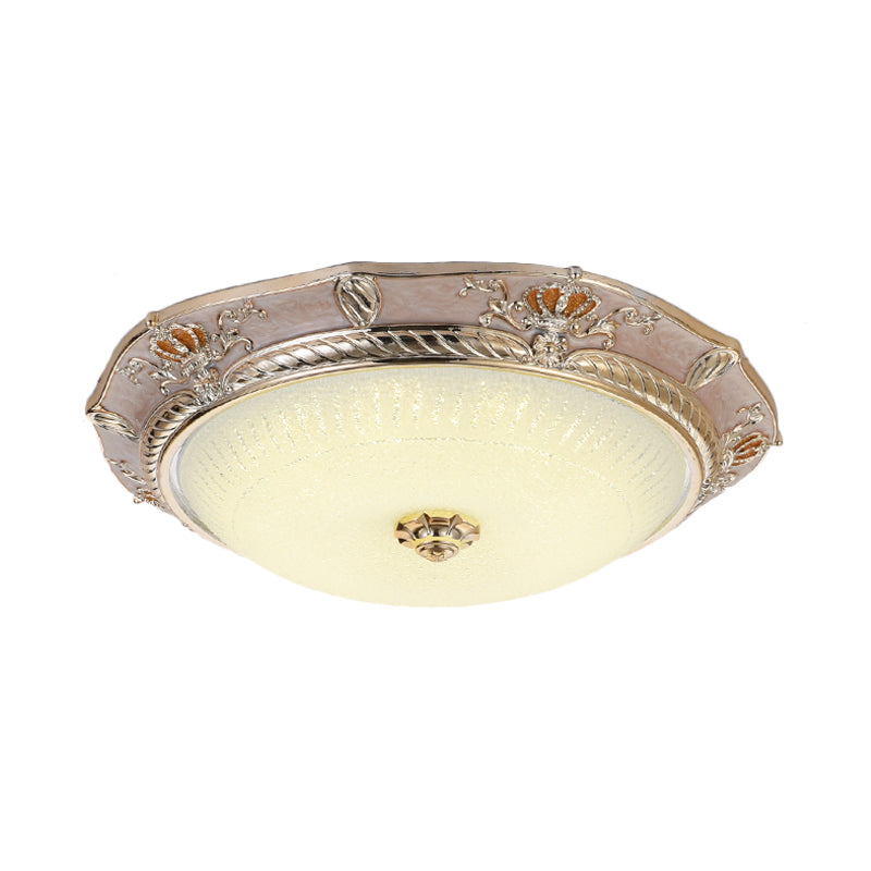 LED Flushmount Lighting Traditional Crown Resin Flush Light Fixture in Apricot/Green for Bedroom