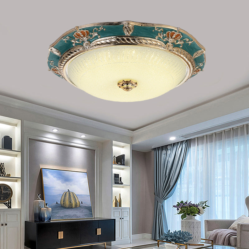 LED Flushmount Lighting Traditional Crown Resin Flush Light Fixture in Apricot/Green for Bedroom