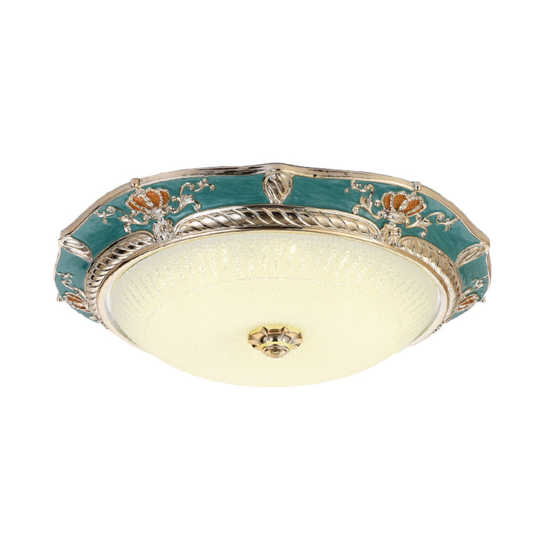 LED Flushmount Lighting Traditional Crown Resin Flush Light Fixture in Apricot/Green for Bedroom