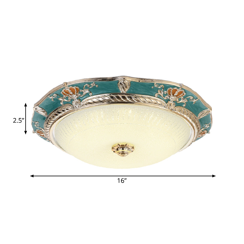 LED Flushmount Lighting Traditional Crown Resin Flush Light Fixture in Apricot/Green for Bedroom