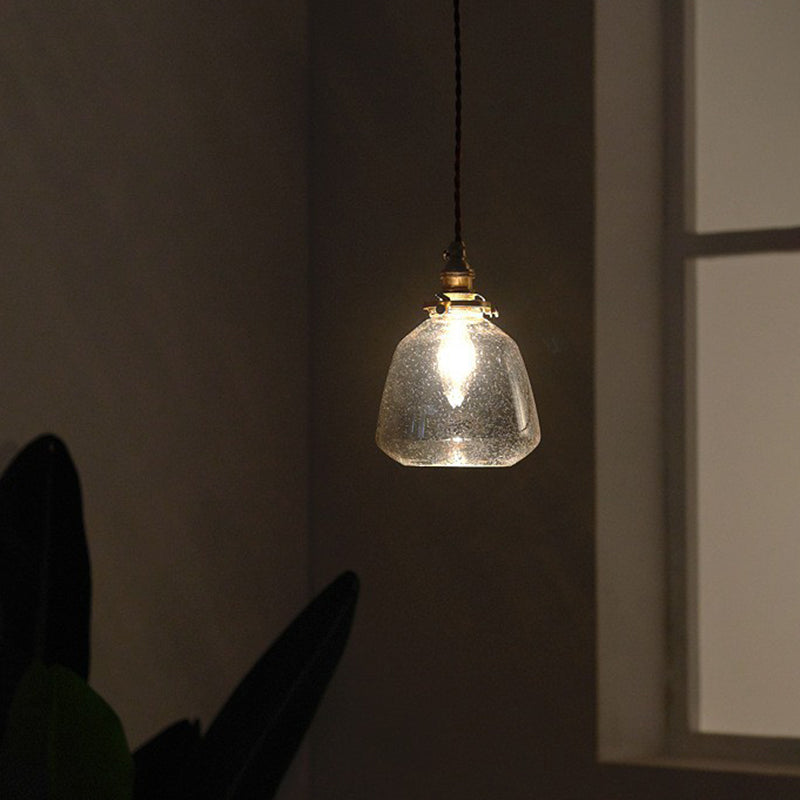 Single-Bulb Hanging Lamp Vintage Tapered Shade Glass Lighting Pendant for Restaurant