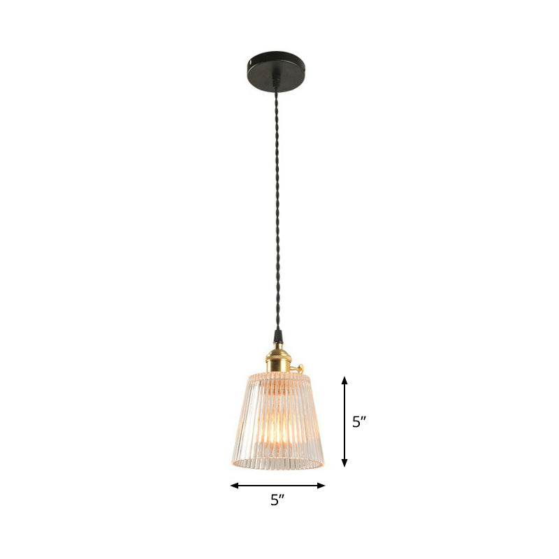 Taps taps helder geribbeld glas hangende licht eenvoud 1 lamp restaurant hanglamp lamp