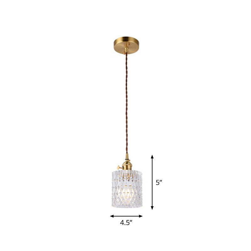 Glass Shaded Hanging Lamp Vintage Style Single-Bulb Dining Room Lighting Pendant in Brass