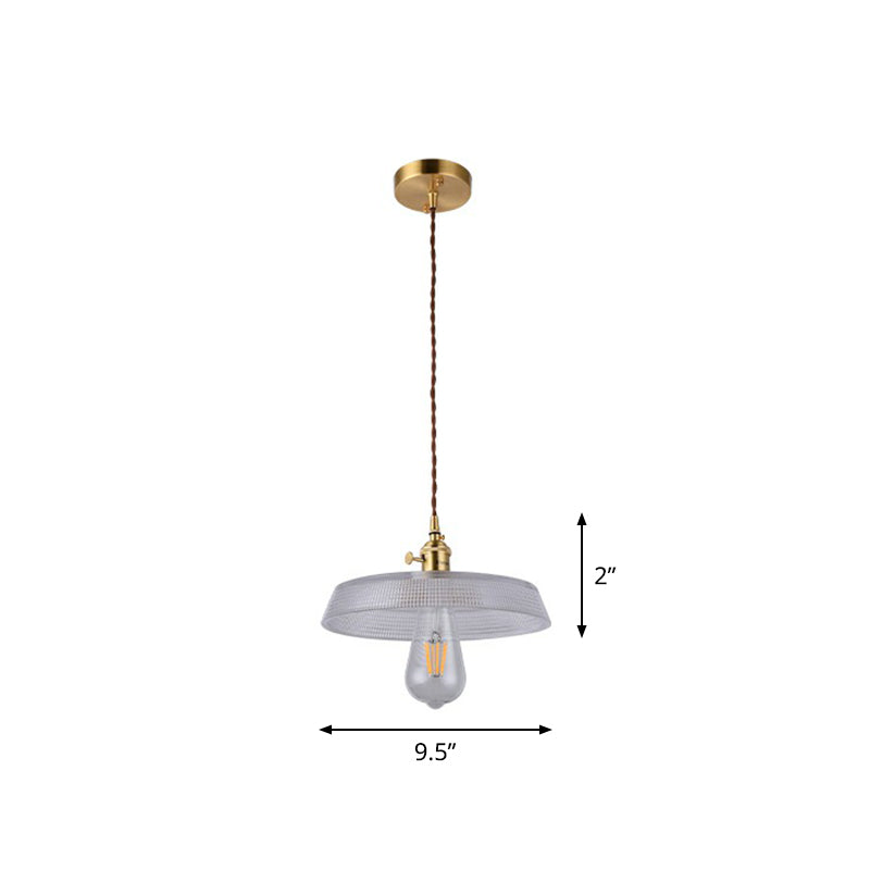 Lampe suspendue en verre ombragée style vintage Single-Bulb Room Salle Lighting Pendant en laiton