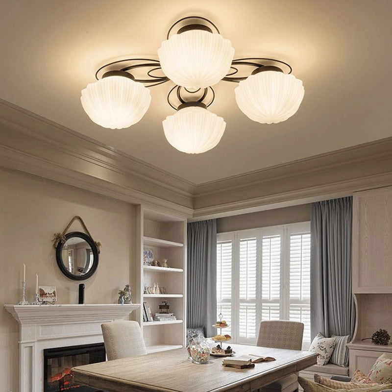 Nero 3/4/6 Luci Soffitto Illuminazione Classic White Glass Bowl Semi Flush Light per Corridor