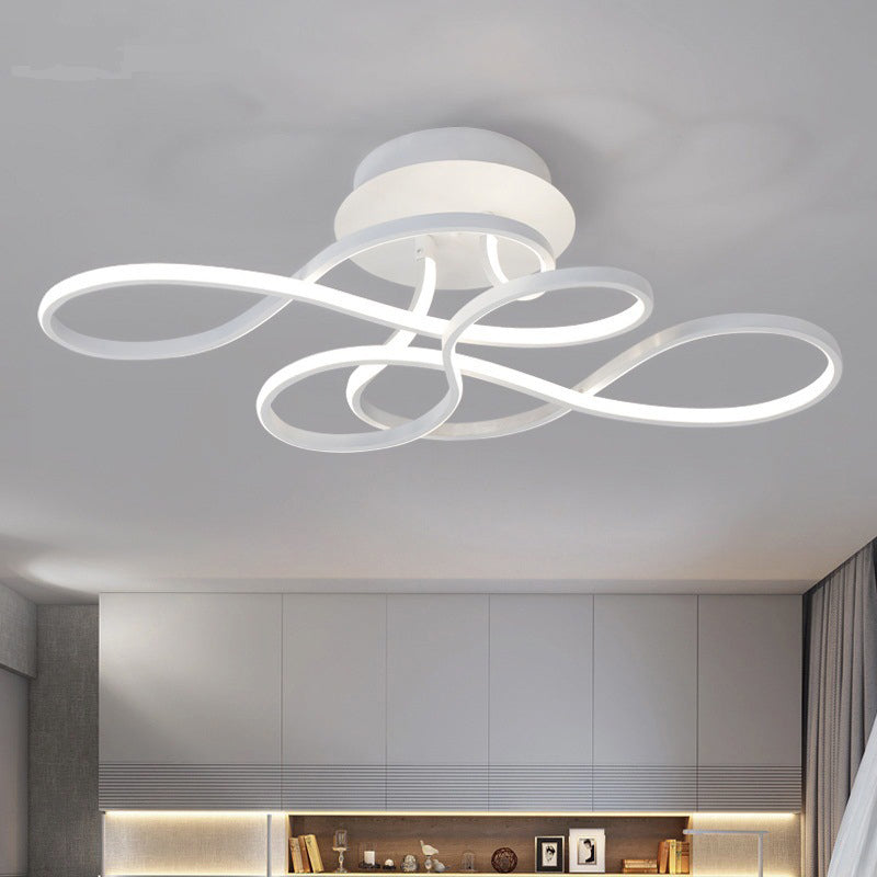 Ribbon Shaped LED Ceiling Flush Mount Artistic Metal Semi Mount Lighting for Bedroom