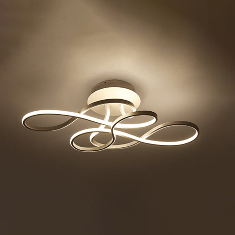 Ribbon Shaped LED Ceiling Flush Mount Artistic Metal Semi Mount Lighting for Bedroom