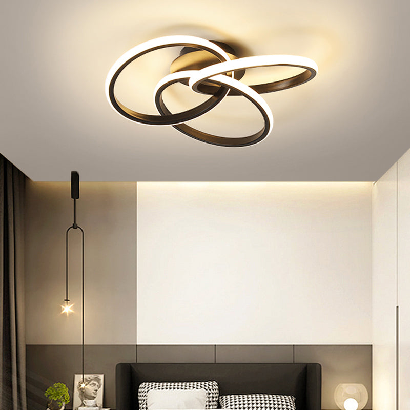 Interlocking Rings LED Flush Light Minimalist Acrylic Bedroom Semi Flush Mount Ceiling Light