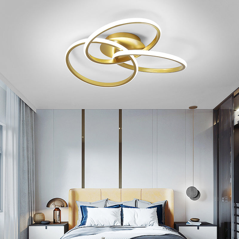 Interlocking Rings LED Flush Light Minimalist Acrylic Bedroom Semi Flush Mount Ceiling Light