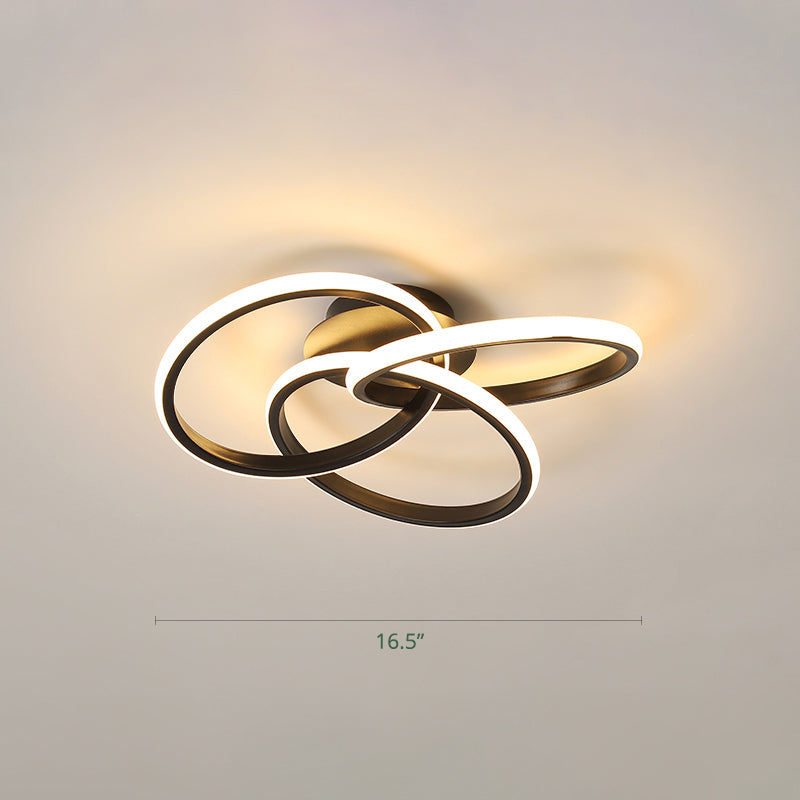 Interlocking Rings LED Flush Light Minimalist Acrylic Bedroom Semi Flush Mount Ceiling Light