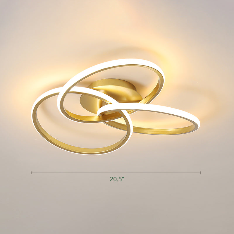 Interlocking Rings LED Flush Light Minimalist Acrylic Bedroom Semi Flush Mount Ceiling Light