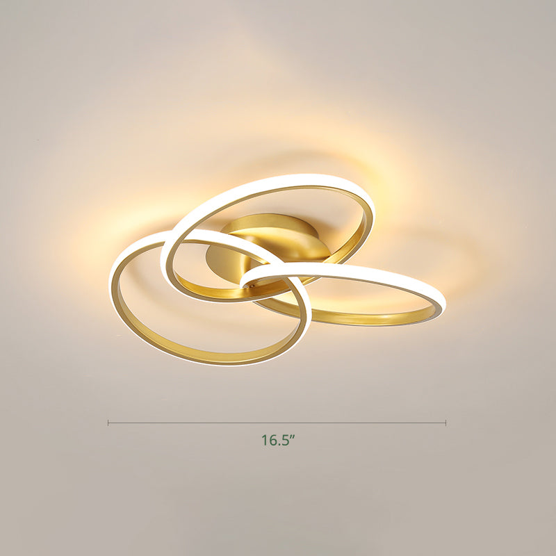 Interlocking Rings LED Flush Light Minimalist Acrylic Bedroom Semi Flush Mount Ceiling Light