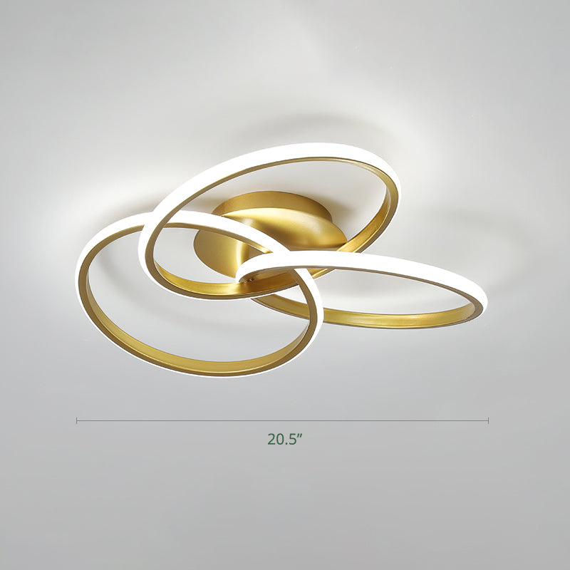 Interlocking Rings LED Flush Light Minimalist Acrylic Bedroom Semi Flush Mount Ceiling Light