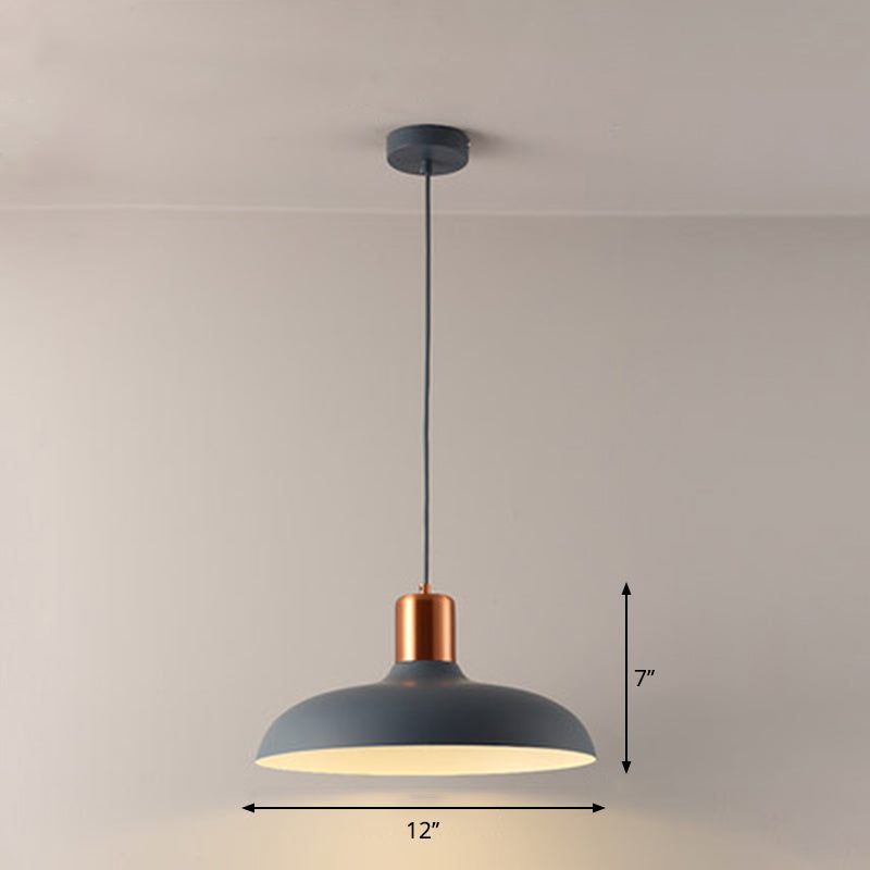 Bowl Shaped Restaurant Pendulum Light Metal 1 Bulb Macaron Suspension Pendant Light