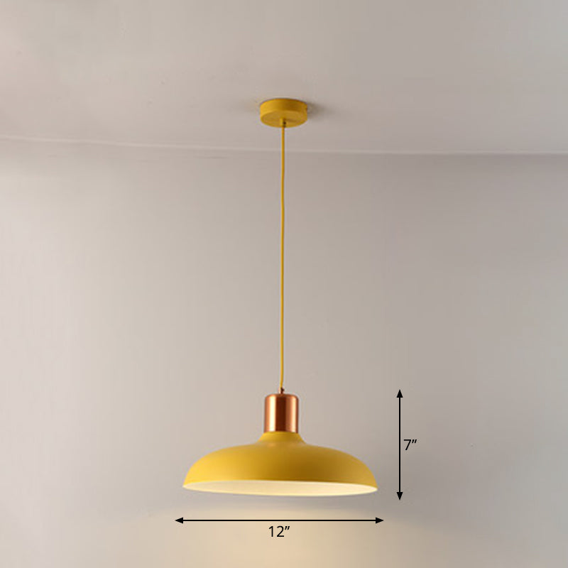 Bowl Shaped Restaurant Pendulum Light Metal 1 Bulb Macaron Suspension Pendant Light