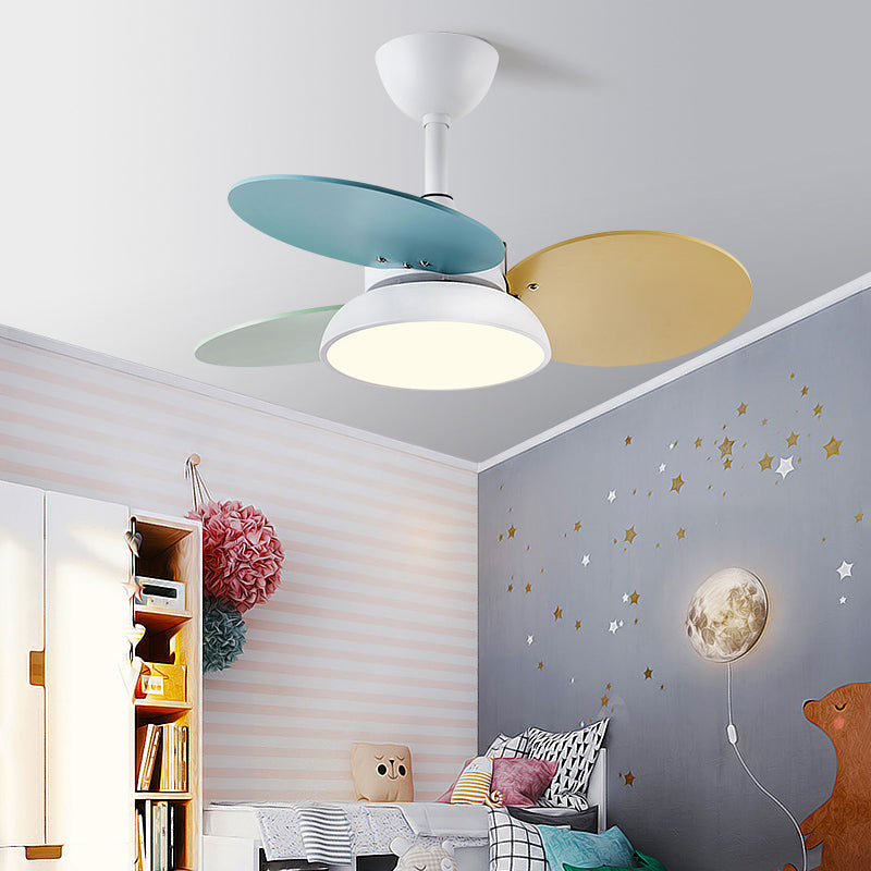 Round Kids Room plafond lampe à fans acrylique LED Macaron Semi Flush Mount luminaire