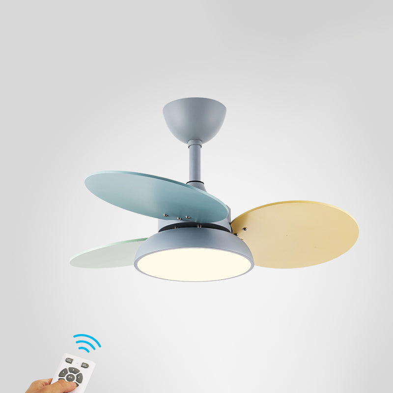 Round Kids Room plafond lampe à fans acrylique LED Macaron Semi Flush Mount luminaire