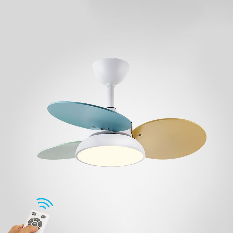 Round Kids Room plafond lampe à fans acrylique LED Macaron Semi Flush Mount luminaire