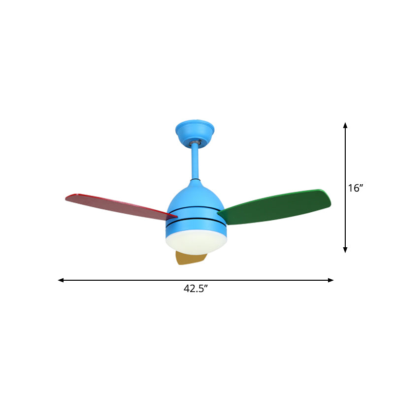 Éclairage de ventilateur de pendentif à LED de dôme de 42,5 "de large Éclairage semi-monte à chambre nordique à chambre nordique, 3 lames