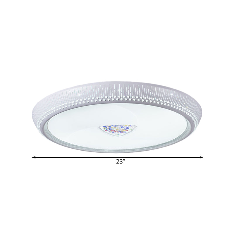 Ronde Flush Mount Verlichting Modernist Acryl Led White Flush Plafond Licht profiel in wit licht, 23 "/31" breed