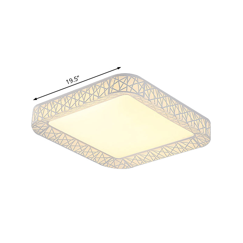 Carré / Rectangle Acrylique flush Mount Lamp Modernist Led White Flush Mount Ceiling Light Fixture with Frosted Diffuser, 19.5 "/25" /35.5 " Wide