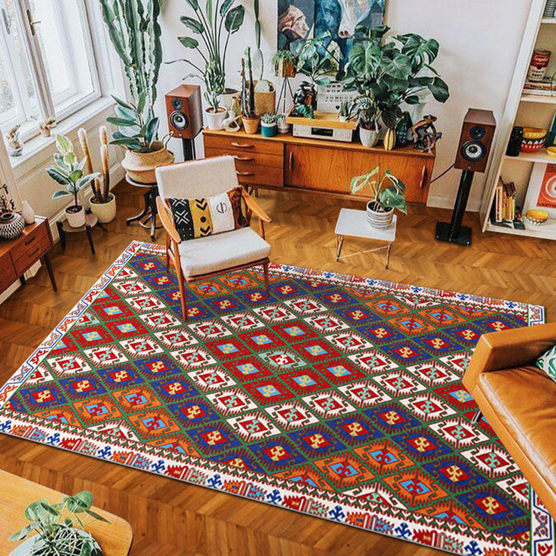 Multi-Colored Classic Rug Polypropylene Geo Printed Area Rug Non-Slip Backing Easy Care Carpet for Decoration