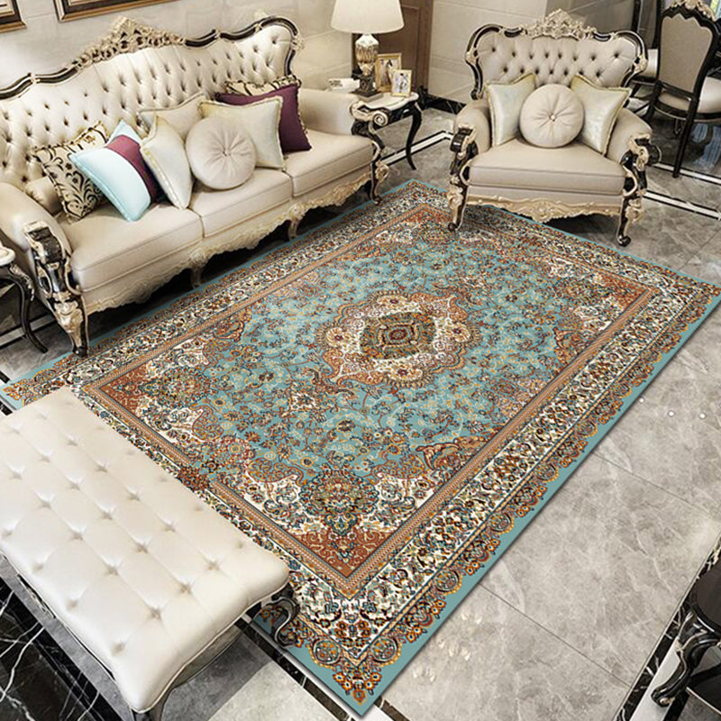 Nostalgia Floral Printed Rug Multi Color Synthetics Indoor Rug Non-Slip Backing Washable Carpet for Parlor