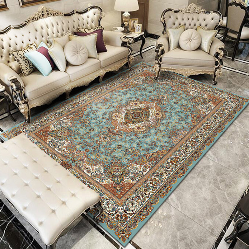 Nostalgia Floral Printed Rug Multi Color Synthetics Indoor Rug Non-Slip Backing Washable Carpet for Parlor