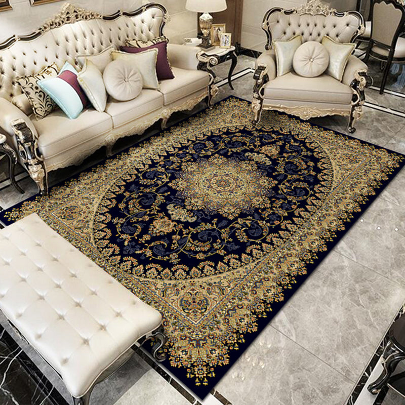 Nostalgia Floral Printed Rug Multi Color Synthetics Indoor Rug Non-Slip Backing Washable Carpet for Parlor