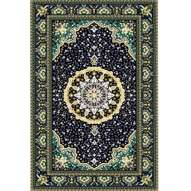 Nostalgia Floral Printed Rug Multi Color Synthetics Indoor Rug Non-Slip Backing Washable Carpet for Parlor