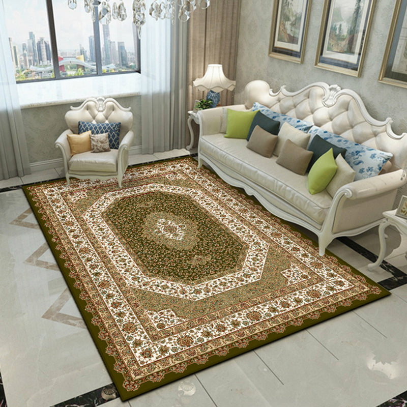 Nostalgia Floral Printed Rug Multi Color Synthetics Indoor Rug Non-Slip Backing Washable Carpet for Parlor