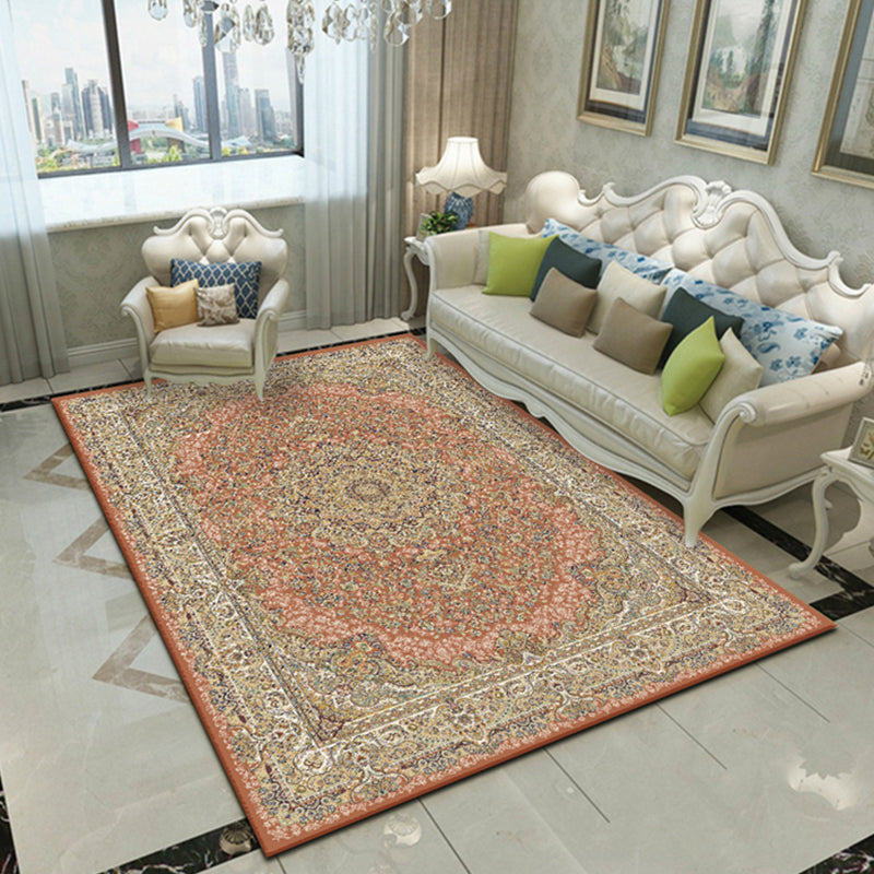 Nostalgia Floral Printed Rug Multi Color Synthetics Indoor Rug Non-Slip Backing Washable Carpet for Parlor