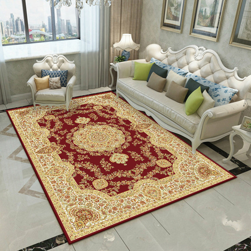 Nostalgia Floral Printed Rug Multi Color Synthetics Indoor Rug Non-Slip Backing Washable Carpet for Parlor