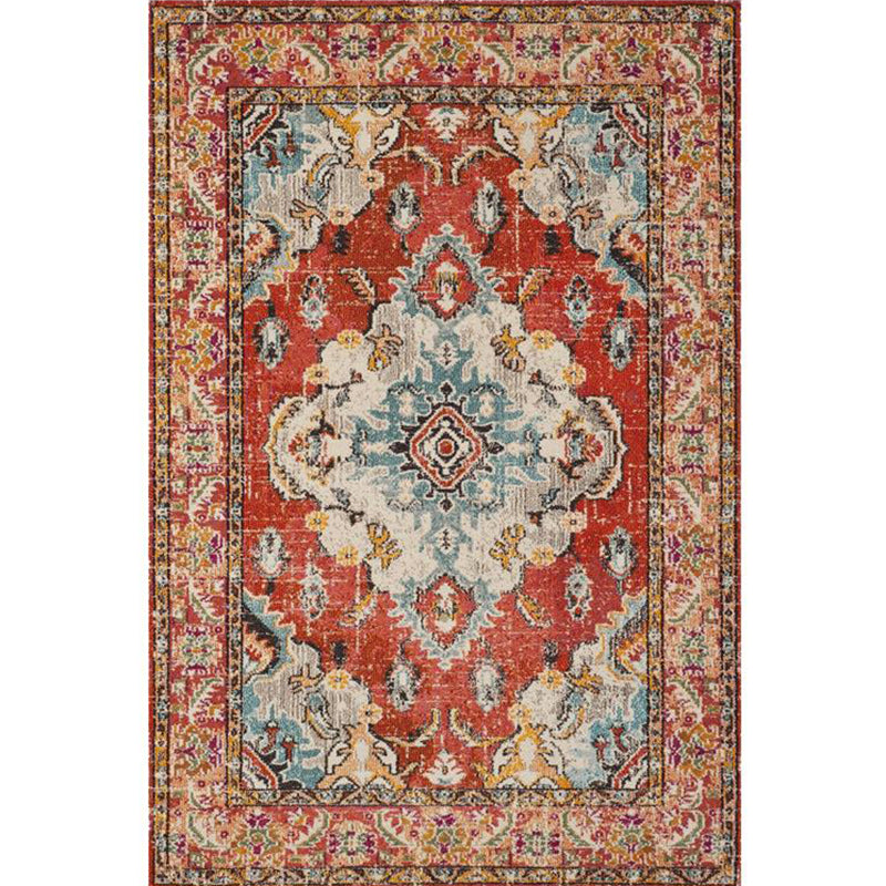 Moroccan Living Room Rug Multi Colored Geometric Pattern Indoor Rug Polyster Anti-Slip Backing Washable Carpet