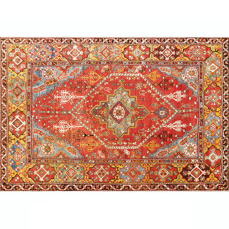 Multicolored Living Room Rug Oriental Geo Patterned Area Carpet Polypropylene Non-Slip Backing Pet Friendly Indoor Rug