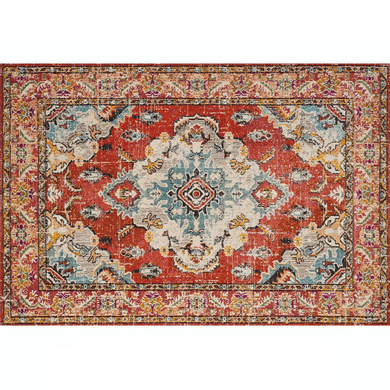 Multicolored Living Room Rug Oriental Geo Patterned Area Carpet Polypropylene Non-Slip Backing Pet Friendly Indoor Rug